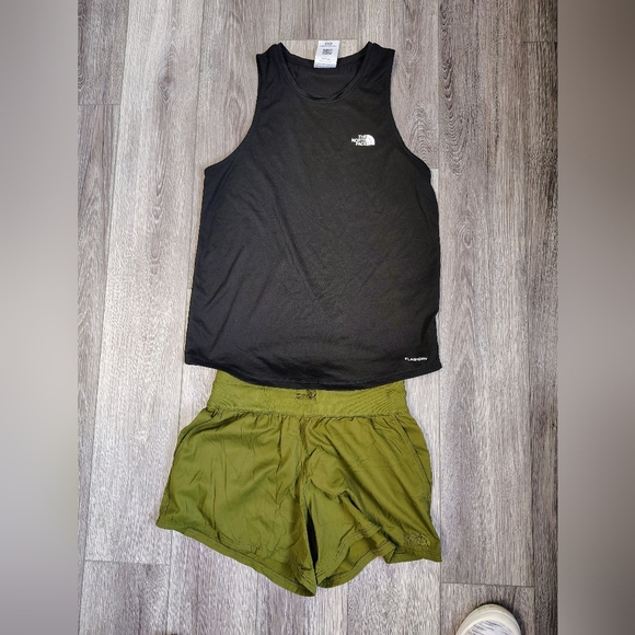 The North Face Black Top and Olive Shorts - Picture 1 of 7
